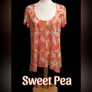 Sweet Pea for New York & Co Doubled Nylon Floral Print Tunic, Orange, Size Large